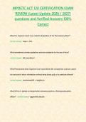 MPOETC ACT 120 CERTIFICATION EXAM REVIEW &lpar;Latest Update 2026 &sol; 2027&rpar; questions and Verified Answers 100&percnt; Correct