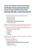 Erosion and Sediment Control Professional  Certification Practice Exam Questions And  Correct Answers &lpar;Verified Answers&rpar; Plus  Rationales 2026 Q&A &vert; Instant Download Pdf