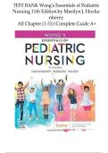 Test Bank for Wong's Essentials of Pediatric Nursing 11th Edition &vert; All Chapters 1-31 &vert; Verified Answers & Rationales