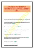 EPIC TRAINING TEST EXAM QUESTIONS AND ANSWERS&period; VERIFIED 2026&period;