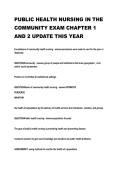 PUBLIC HEALTH NURSING IN THE  COMMUNITY EXAM CHAPTER 1  AND 2 UPDATE THIS YEAR 