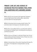 PRIMARY CARE ART AND SCIENCE OF ADVANCED PRACTICE NURSING FINAL PAPER 2026 QUESTIONS WITH ANSWERS GRADED A&plus;