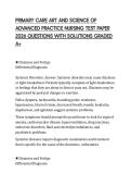 PRIMARY CARE ART AND SCIENCE OF ADVANCED PRACTICE NURSING TEST PAPER 2026 QUESTIONS WITH SOLUTIONS GRADED A&plus;