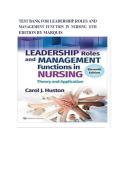 Leadership Roles and Management Functions in Nursing 11th Edition Test Bank Complete Questions and Answers with Solution 2025&sol; 2026