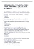 GEOLOGY 1500 FINAL EXAM STUDY GUIDE &lpar;COMPLETE&rpar; QUESTIONS & ANSWERS&excl;&excl;