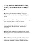 PSY 103 MIDTERM 1 REVIEW FULL SOLUTION 2026 QUESTIONS WITH ANSWERS GRADED A&plus;