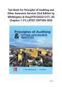 Solution Manual FOR  Principles of Auditing and Other Assurance Services 23rd Edition by Whittington & Pany&vert;9781265221317&vert; All Chapters 1-21&vert; LATEST