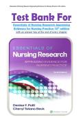 Test Bank For Essentials of Nursing Research Appraising Evidence for Nursing Practice 10th edition with an answer key at the end of every chapter