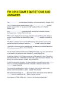 FIN 3113 EXAM 3 QUESTIONS AND ANSWERS 