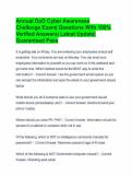 Annual DoD Cyber Awareness Challenge Exam&vert; Questions With 100&percnt; Verified Answers&vert; Latest Update&vert; Guaranteed Pass