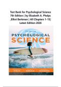 Test Bank for Psychological Science 7th Edition &lpar; by Elizabeth A&period; Phelps &comma;Elliot Berkman &rpar; All Chapters 1-15&vert; Latest Edition 2026