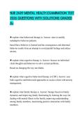 NUR 2459 MENTAL HEALTH EXAMINATION TEST 2026 QUESTIONS WITH SOLUTIONS GRADED A&plus;
