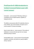 Final Exam for IS-100b Introduction to Incident Command System exam with correct answers 