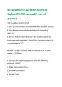 Introduction to Incident Command System ICS-100 exam with correct answers