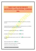 NBDE PART I REMEMBERED QUESTIONS 1 AND ANSWERS&period; VERIFIED 2026
