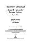 Solution Manual for Research Methods for Business Students 8th Edition Saunders & Lewis