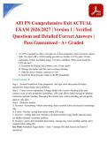 ATI PN Comprehensive Exit ACTUAL EXAM 2026&sol;2027 &vert; Version 1 &vert; Verified Questions and Detailed Correct Answers &vert; Pass Guaranteed - A&plus; Graded