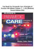 Test Bank For Paramedic Care&colon; Principles and Practice&comma; 6th Edition&comma; Volumes 1 - 5 by Bryan Bledsoe&vert; All Chapters&vert; LATEST and newest edition 2026