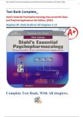 Test Bank - Stahl's Essential Psychopharmacology 5th Edition Neuroscientific Basis and Practical Applications &lpar;Stephen M&period; Stahl&comma; 2021&rpar;&comma; All Chapters 1-13 Fully Covered With Exam Questions And Correct Solutions&period;