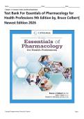 Test Bank For Essentials of Pharmacology for Health Professions 9th Edition by&comma; Bruce Colbert&vert; Newest Edition 2026