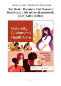 Test Bank - Maternity and Women&rsquo;s Health Care&comma; 13th Edition &lpar;Lowdermilk&comma; 2026&rpar; Latest Edition