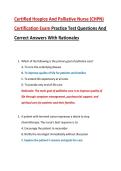 Certified Hospice And Palliative Nurse &lpar;CHPN&rpar; Certification Exam Practice Test Questions And Correct Answers With Rationales