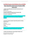 Certified Hospice And Palliative Nurse &lpar;CHPN&rpar; Exam Questions And Correct Answers With Rationales