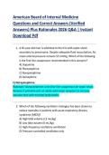 American Board of Internal Medicine  Questions and Correct Answers &lpar;Verified  Answers&rpar; Plus Rationales 2026 Q&A &vert; Instant  Download Pdf
