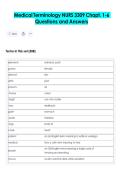 Medical Terminology NURS 3309 Chapt&period; 1-6  Questions and Answers