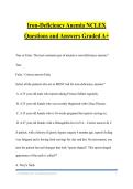 Iron-Deficiency Anemia NCLEX Questions and Answers Graded A&plus;