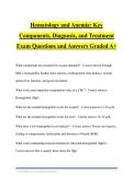 Hematology and Anemia&colon; Key Components&comma; Diagnosis&comma; and Treatment Exam Questions and Answers Graded A&plus;