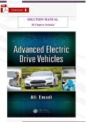Solutions Manual for Advanced Electric Drive Vehicles &lpar;1st Edition&comma; 2015&comma; Ali Emadi&rpar; &ndash; Verified Complete Guide &lpar;All Chapters&comma; With Step‑by‑Step Solutions&rpar;