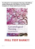 Test Bank For Gerontological Nursing 11th Edition Author&colon;Eliopoulos All Chapters Covered 100&percnt; Complete A&plus; Study Guide Latest Version