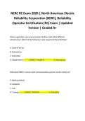 NERC RC Exam 2026 &vert; North American Electric Reliability Corporation &lpar;NERC&rpar;&comma; Reliability Operator Certification &lpar;RC&rpar; Exam &vert; Updated Version &vert; Graded A&plus;