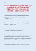 CLEAN Certification Test Questions and Verified Detailed Answers &vert; 2026 Edition &vert; Graded A&plus;