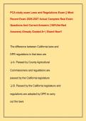 PCA study exam Laws and Regulations Exam &vert;&vert; Most  Recent Exam 2026-2027 Actual Complete Real Exam  Questions And Correct Answers &lpar;100&percnt;Verified  Answers&rpar; Already Graded A&plus; &vert; Brand New&excl;&excl;