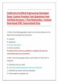 California Certified Engineering Geologist  Exam &vert;Latest Practice Test Questions And Verified  Answers &vert; Plus Rationales &vert; Instant Download Pdf&vert; Guaranteed Pass 