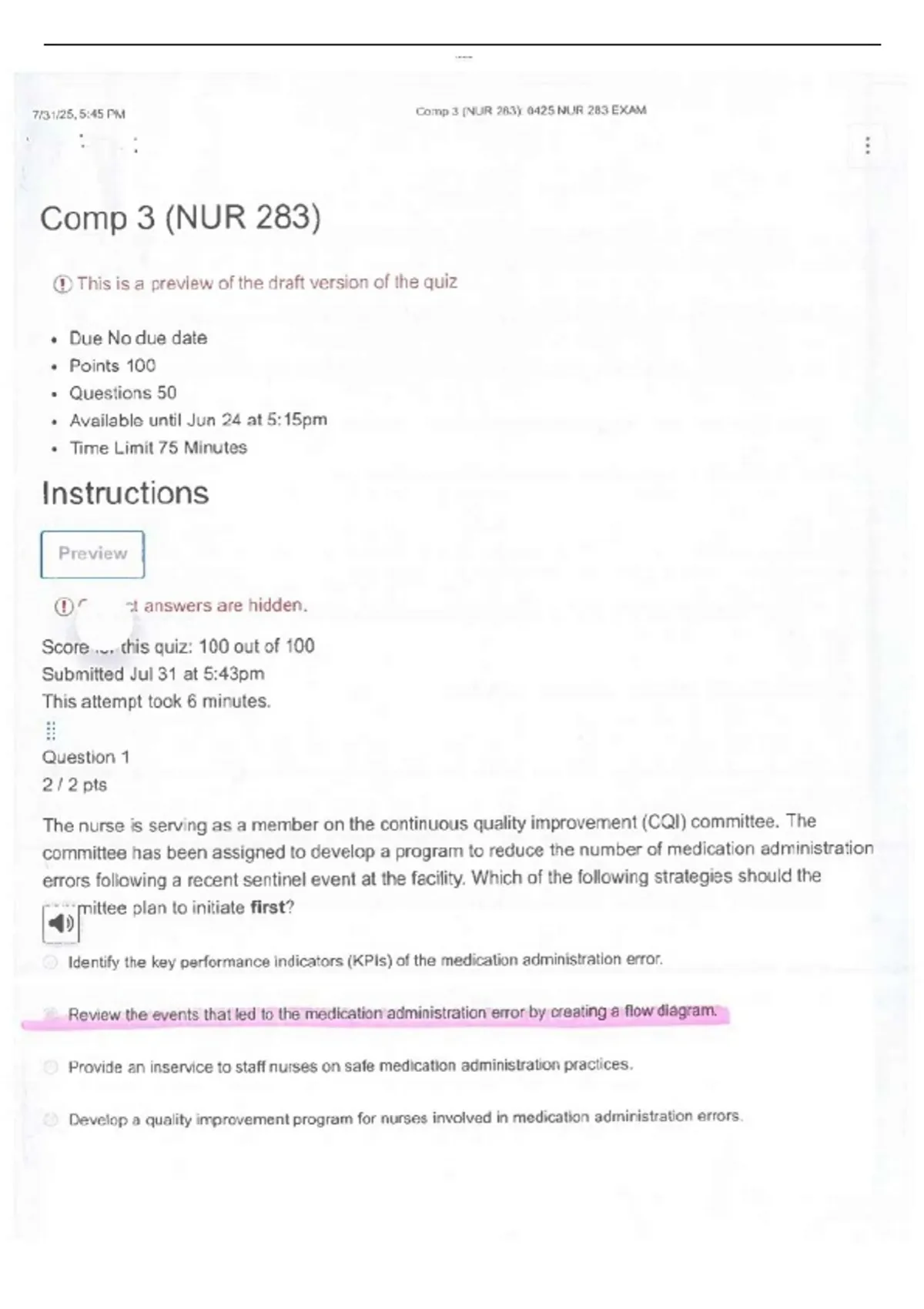 NUR 283 Comp 3 Final Exam Actual Questions and Correct Detailed Answers ...