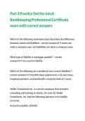 Part 3 Practice Test for Intuit Bookkeeping Professional Certificate exam with correct answers