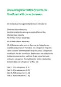 Accounting Information Systems&comma; 3e - Final Exam with correct answers 