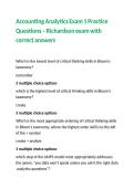 Accounting Analytics Exam 1 Practice Questions &ndash; Richardson exam with correct answers