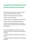 Managerial Accounting Questions and Answers exam with correct answers
