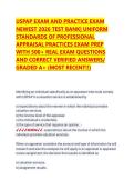 USPAP EXAM AND PRACTICE EXAM  NEWEST 2026 TEST BANK&vert; UNIFORM  STANDARDS OF PROFESSIONAL  APPRAISAL PRACTICES EXAM PREP  WITH 500&plus; REAL EXAM QUESTIONS  AND CORRECT VERIFIED ANSWERS&sol;  GRADED A&plus; &lpar;MOST RECENT&excl;&excl;&rpar;