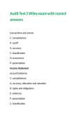 Audit Test 2 Wiley exam with correct answers