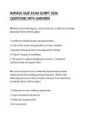 NUR1025 QUIZ EXAM SCRIPT 2026 QUESTIONS WITH ANSWERS