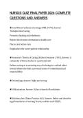 NUR1025 QUIZ FINAL PAPER 2026 COMPLETE QUESTIONS AND ANSWERS