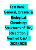 Test Bank &ndash; General&comma; Organic & Biological Chemistry&colon; Structures of Life&comma; 6th Edition &vert; Verified Q&A &vert; 2025&sol;2026