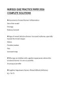 NUR1025 QUIZ PRACTICE PAPER 2026 COMPLETE SOLUTIONS