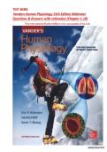  Test Bank Vanders Human Physiology 15th Edition Widmaier Questions & Answers with rationales&vert;ISBN&colon; 9781259903885 &vert;Chapter 1-18 - All Chapters - Newest version A&plus; RATED 