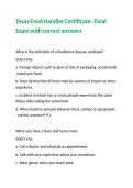 Texas Food Handler Certificate - Final Exam with correct answers